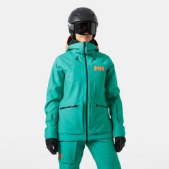 Damska kurtka turystyczna Helly Hansen Powderqueen 3.0. Zielone kurtki narciarskie Helly Hansen, na zimę, bez wzorów, bez kaptura, narciarskie. W wyprzedaży za 1,676.50 zł.