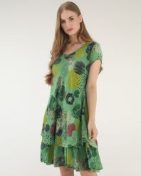 Wzorzysta sukienka z bawełny. Sukienki Unisono, s, bez wzorów, z bawełny, bez kołnierzyka, bez ramiączek, mini, rozkloszowane. Za 179.00 zł.