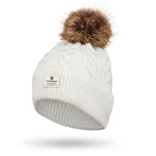 Czapka damska Peterson PTN HAT-06 biała. Białe czapki zimowe Peterson, bez wzorów, z tkaniny. Za 45.99 zł.
