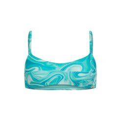 Damski biustonosz z nadrukiem Superdry. Niebieskie biustonosze sportowe Superdry, bez wzorów, do pływania. Za 169.60 zł.