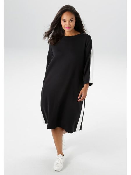 Aniston Sukienka w kolorze czarnym rozmiar: 46. Czarne sukienki Aniston, bez wzorów, bez kołnierzyka, bez ramiączek, midi. Za 74.28 zł.