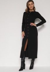 Czarna Sukienka Koszulowa z Wiskozą Guzikami i Paskiem Vetienne. Czarne sukienki Born2be, na co dzień, l, bez wzorów, z wiskozy, bez kołnierzyka, bez ramiączek, maxi, koszulowe. Za 169.99 zł.