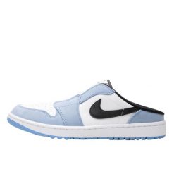 Buty do chodzenia dla dorosłych Air Jordan 1 Mule Golf University Blue. Niebieskie swetry Jordan, bez wzorów, ze skóry, bez ramiączek. Za 1,289.45 zł.