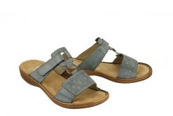 RIEKER 60885-12 blue, klapki damskie. Niebieskie klapki Rieker, bez wzorów, bez obcasa, bez zapięcia. Za 279.90 zł.