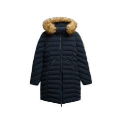 Parka dla kobiet Superdry Fuji. Niebieskie płaszcze Superdry, na zimę, bez wzorów, bez kaptura. Za 609.85 zł.
