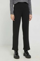JDY spodnie damskie kolor czarny szerokie high waist. Czarne spodnie materiałowe JDY, bez wzorów, z dzianiny, z podwyższonym stanem. Za 129.99 zł.