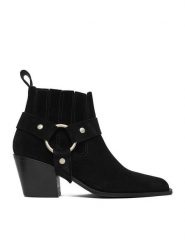 Badura Botki EO-CLEO-501-25 Czarny. Czarne botki Badura, bez wzorów, ze skóry, bez obcasa, na słupku, bez zapięcia. Za 259.99 zł.