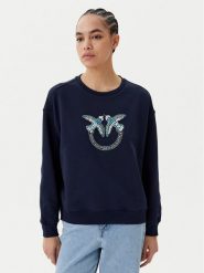 PINKO Bluza Nelly 100534 A2G8 Granatowy Regular Fit. Niebieskie bluzy Pinko, l, bez wzorów, z bawełny, bez ramiączek, bez kaptura. Za 529.99 zł.