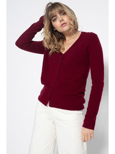 Perfect Cashmere Kaszmirowy kardigan "Paige" w kolorze ciemnoczerwonym rozmiar: L. Czerwone swetry Perfect Cashmere, l, bez wzorów, z kaszmiru, bez ramiączek. Za 386.53 zł.