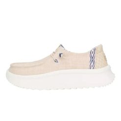 HEYDUDE Damskie Mokasyny Wendy Peak Chambray Woven. Białe mokasyny Hey dude, bez wzorów, z materiału. Za 249.00 zł.