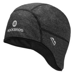 Czapka rowerowa zimowa Rockbros pod kask z otworami na okulary. Szare czapki zimowe ROCKBROS, bez wzorów, z elastanu, sportowe. Za 51.07 zł.