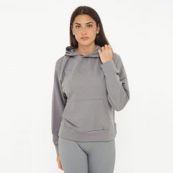 Unisex bluza z kapturem F BOXY ciemnoszara. Szare bluzy LEGEA, l, bez wzorów, z bawełny, bez ramiączek, z kapturem. Za 96.00 zł.