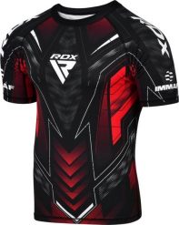 Koszulka kompresyjna z krótkim rękawem IMMAF Czerwona - XL. Czerwone t-shirty sportowe RDX SPORTS, l, bez wzorów, z materiału, bez ramiączek, na fitness i siłownię. Za 199.99 zł.