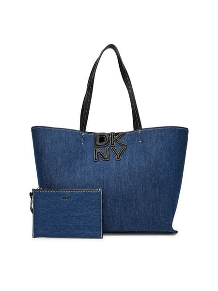 DKNY Torebka R52ADJ38 Niebieski. Niebieskie shopper bag DKNY, bez wzorów, z materiału, bez dodatków. Za 439.99 zł.