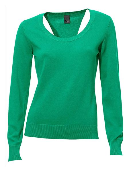 Heine Sweter w kolorze zielonym rozmiar: 44. Zielone swetry Heine, bez wzorów, z bawełny, bez ramiączek. Za 61.17 zł.