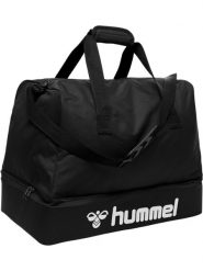 Torba piłkarska dla dorosłych rozmiar Hummel Core Football Bag. Czarne torby sportowe Hummel, bez wzorów, z materiału, na ramię, duże. Za 109.99 zł.