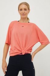 Tommy Hilfiger t-shirt damski kolor pomarańczowy. Brązowe t-shirty Tommy Hilfiger, m, bez wzorów, bez kołnierzyka, bez ramiączek. W wyprzedaży za 109.99 zł.