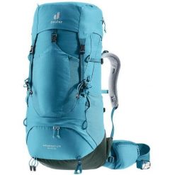 Plecak trekkingowy damski Deuter Aircontact Lite 35 + 10 SL - lagoon/ivy. Niebieskie plecaki Deuter, bez wzorów, bez dodatków. Za 797.99 zł.