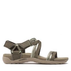 Sandały Merrell. Zielone sandały Merrell, bez wzorów, sportowe, bez obcasa, bez zapięcia. Za 239.99 zł.