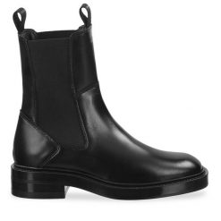 Sztyblety Gant. Czarne botki Gant, bez wzorów, bez obcasa, na płaskiej podeszwie, bez zapięcia. Za 499.99 zł.