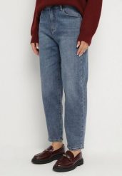 Niebieskie Klasyczne Jeansy o Kroju Mom Fit z Wysokim Stanem Nellessa. Niebieskie jeansy Born2be, bez wzorów, z jeansu, biznesowe, z podwyższonym stanem. Za 109.99 zł.