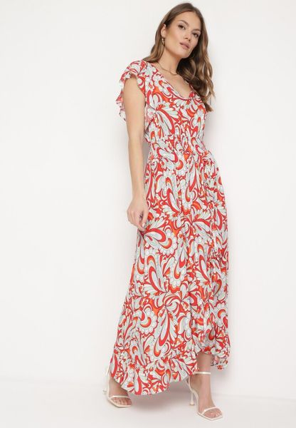 Beżowo-Pomarańczowa Asymetryczna Sukienka z Gumką w Pasie z Falbankami z Wiskozy Venimra. Brązowe sukienki Born2be, l, bez wzorów, z wiskozy, z asymetrycznym kołnierzem, bez ramiączek, asymetryczne. Za 79.99 zł.