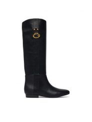 Guess Kozaki FLFANA ELE11 Czarny. Czarne kozaki Guess, z aplikacjami, ze skóry, bez obcasa, na płaskiej podeszwie, bez zapięcia. Za 764.99 zł.