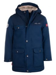 Trollkids Parka "Gudvangen" w kolorze granatowym rozmiar: 176. Niebieskie płaszcze Trollkids, m, bez wzorów, z polaru, bez kaptura. Za 308.90 zł.