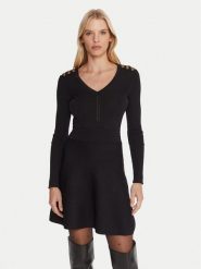 Gaudi Sukienka dzianinowa 521FD13008 Czarny Regular Fit. Czarne sukienki Gaudi, m, bez wzorów, z dzianiny, bez kołnierzyka, bez ramiączek. Za 379.99 zł.