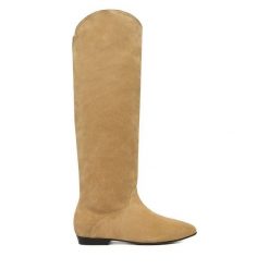 Kozaki Badura. Brązowe kozaki Badura, bez wzorów, bez obcasa, na płaskiej podeszwie, bez zapięcia. Za 579.99 zł.