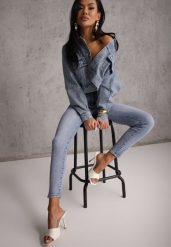 Niebieskie Jeansy Typu Skinny z Bawełny Nevitaes. Niebieskie jeansy Renee, l, bez wzorów, z bawełny, z podwyższonym stanem, krótkie. Za 89.99 zł.