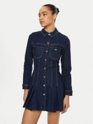 Tommy Jeans Sukienka jeansowa DW0DW20533 Granatowy Regular Fit. Niebieskie sukienki Tommy Jeans, s, bez wzorów, z bawełny, bez kołnierzyka, bez ramiączek. Za 489.99 zł.