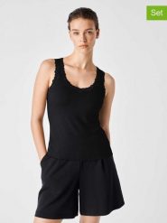 Les Lunes Topy (2 szt.) "Maala" w kolorze czarnym rozmiar: XS. Czarne topy Les Lunes, xs, bez wzorów, z koronki, bez kołnierzyka, bez ramiączek. Za 65.99 zł.