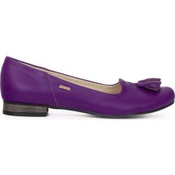 Klasyczne baleriny z frędzlami - skóra naturalna - model 009 - kolor fiolet lico. Czarne baleriny Zapato, bez wzorów, z materiału, biznesowe, z okrągłym noskiem, bez obcasa, na obcasie, bez zapięcia. Za 319.00 zł.
