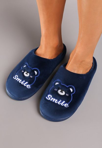 Granatowe Kapcie Welurowe z Ozdobną Naszywką i Futerkiem Naorita. Niebieskie kapcie Born2be, s, z aplikacjami, z jedwabiu, bez ramiączek. Za 29.99 zł.