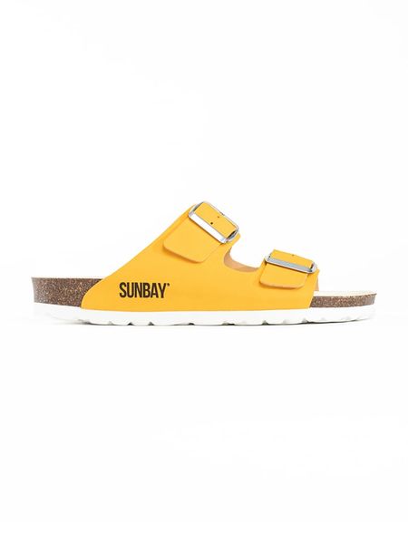 Sunbay Klapki "Trefle" w kolorze żółtym rozmiar: 39. Żółte klapki Sunbay, bez wzorów, klasyczne, z otwartym noskiem, bez obcasa, bez zapięcia. Za 163.95 zł.