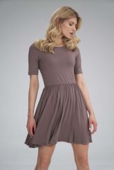 Krótka Wiskozowa Sukienka na Lato - Brązowa. Brązowe sukienki Figl, s, bez wzorów, z elastanu, bez kołnierzyka, bez ramiączek, mini, rozkloszowane. Za 179.00 zł.