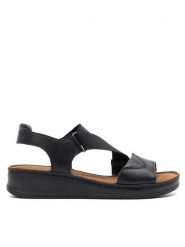 Go Soft Sandały ARC-027-02 Czarny. Czarne sandały GO SOFT, bez wzorów, z materiału, bez obcasa, na płaskiej podeszwie, bez zapięcia. Za 169.99 zł.