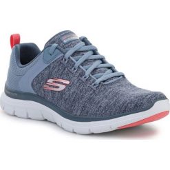 Buty Skechers Flex Appeal 4.0 W 149307-SLTP niebieskie. Niebieskie buty treningowe Skechers, bez wzorów, z gumy, bez zapięcia, na fitness i siłownię. Za 362.83 zł.