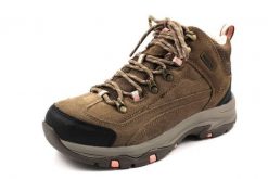 Buty trekkingowe damskie Skechers Trego Alpine Trail. Brązowe trekkingi Skechers, bez wzorów, z materiału, bez zapięcia, trekkingowe. Za 439.99 zł.
