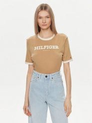 Tommy Hilfiger T-Shirt Monotype WW0WW41208 Beżowy Regular Fit. Brązowe t-shirty Tommy Hilfiger, m, bez wzorów, z bawełny, bez kołnierzyka, bez ramiączek. Za 149.99 zł.