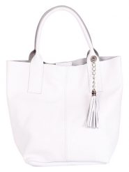 Pia Sassi Skórzany shopper bag w kolorze białym - 28 x 35 x 17 cm rozmiar: onesize. Białe shopper bag Pia Sassi, bez wzorów, z materiału, bez dodatków. Za 251.53 zł.