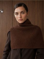 Komin z dzianiny prążkowanej - brązowy. Brązowe szaliki i kominy Sinsay, bez wzorów, z dzianiny. Za 24.99 zł.