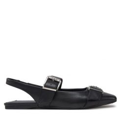 Baleriny KARL LAGERFELD. Czarne baleriny KARL LAGERFELD, bez wzorów, bez obcasa, bez zapięcia. Za 389.99 zł.