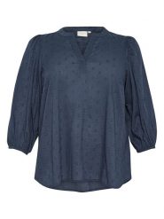 KAFFE curve Bluzka w kolorze granatowym rozmiar: 46. Niebieskie bluzki KAFFE curve, bez wzorów, z bawełny, bez kołnierzyka, bez ramiączek. Za 78.28 zł.