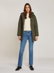 TOMMY JEANS Płaszcz przejściowy w kolorze khaki rozmiar: L. Brązowe płaszcze Tommy Jeans, l, bez wzorów, z jeansu, bez kaptura. Za 594.39 zł.