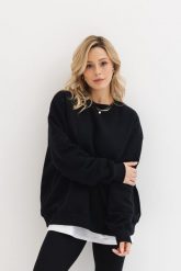 BLUZA BIG SISTER CZARNA One size - Flawless. Czarne bluzy Flawless, bez wzorów, z bawełny, bez kaptura, trekkingowe. Za 327.00 zł.