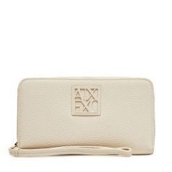 Duży Portfel Damski Armani Exchange. Białe portfele Armani Exchange, bez wzorów. Za 299.99 zł.