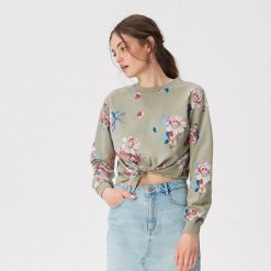 Bluza z wiązaniem w talii - Zielony. Bluzy marki Sinsay. Za 49.99 zł.