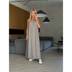 Sukienka Belle Grey. Szare sukienki ClothStore, bez wzorów, z wiskozy, bez kołnierzyka, bez ramiączek. W wyprzedaży za 96.75 zł.